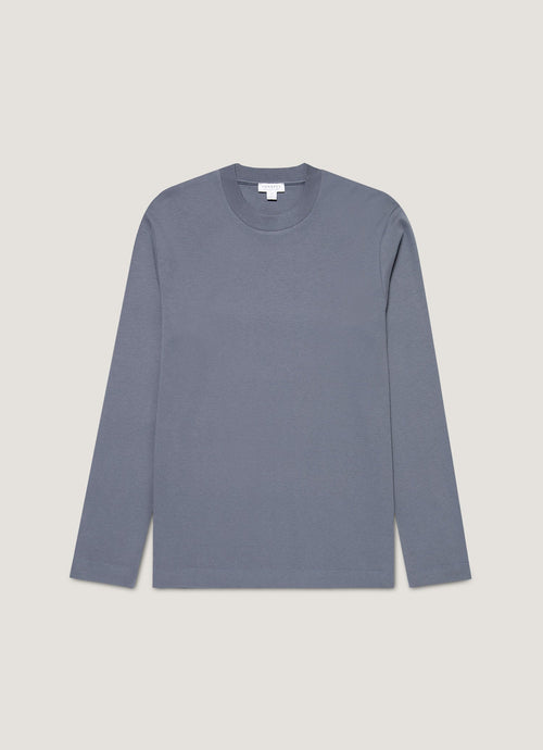 Mens Long Sleeve Heavyweight Tshirt In Slate Blue Mtsh0182 Buua