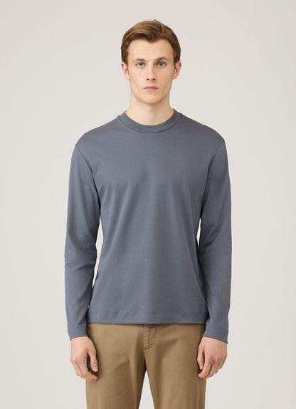 Mens Long Sleeve Heavyweight Tshirt In Slate Blue Mtsh0182 Buua