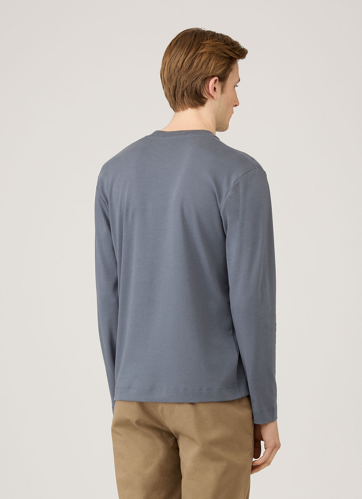 Mens Long Sleeve Heavyweight Tshirt In Slate Blue Mtsh0182 Buua