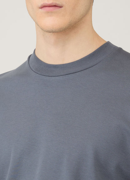 Mens Long Sleeve Heavyweight Tshirt In Slate Blue Mtsh0182 Buua