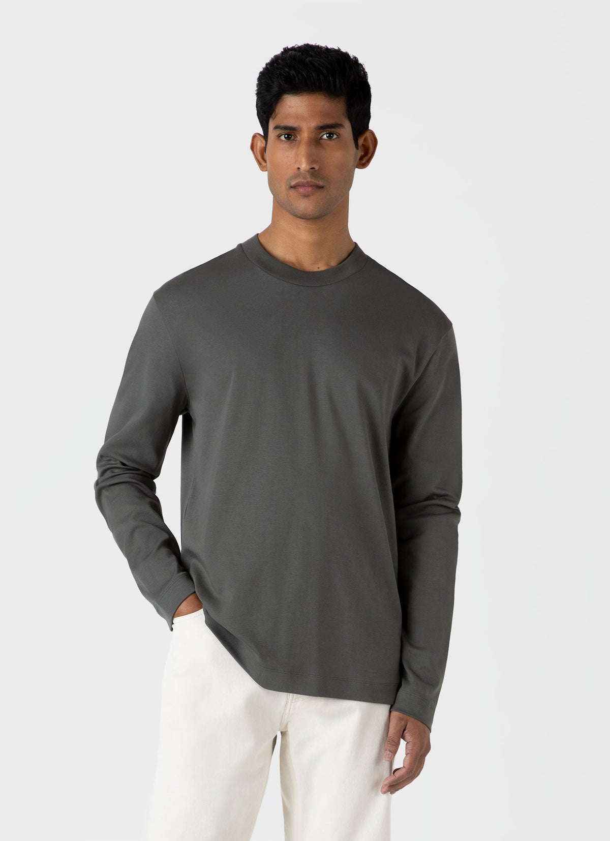 Mens Long Sleeve Heavyweight Tshirt In Drill Green Mtsh0182 Gnhv