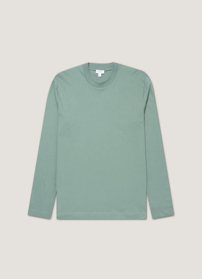 Mens Long Sleeve Heavyweight Tshirt In Steel Green Mtsh0182 Gniu