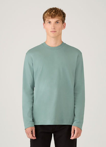 Mens Long Sleeve Heavyweight Tshirt In Steel Green Mtsh0182 Gniu