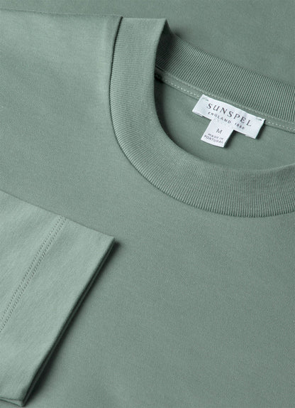 Mens Long Sleeve Heavyweight Tshirt In Steel Green Mtsh0182 Gniu