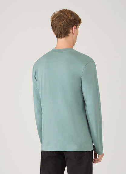 Mens Long Sleeve Heavyweight Tshirt In Steel Green Mtsh0182 Gniu