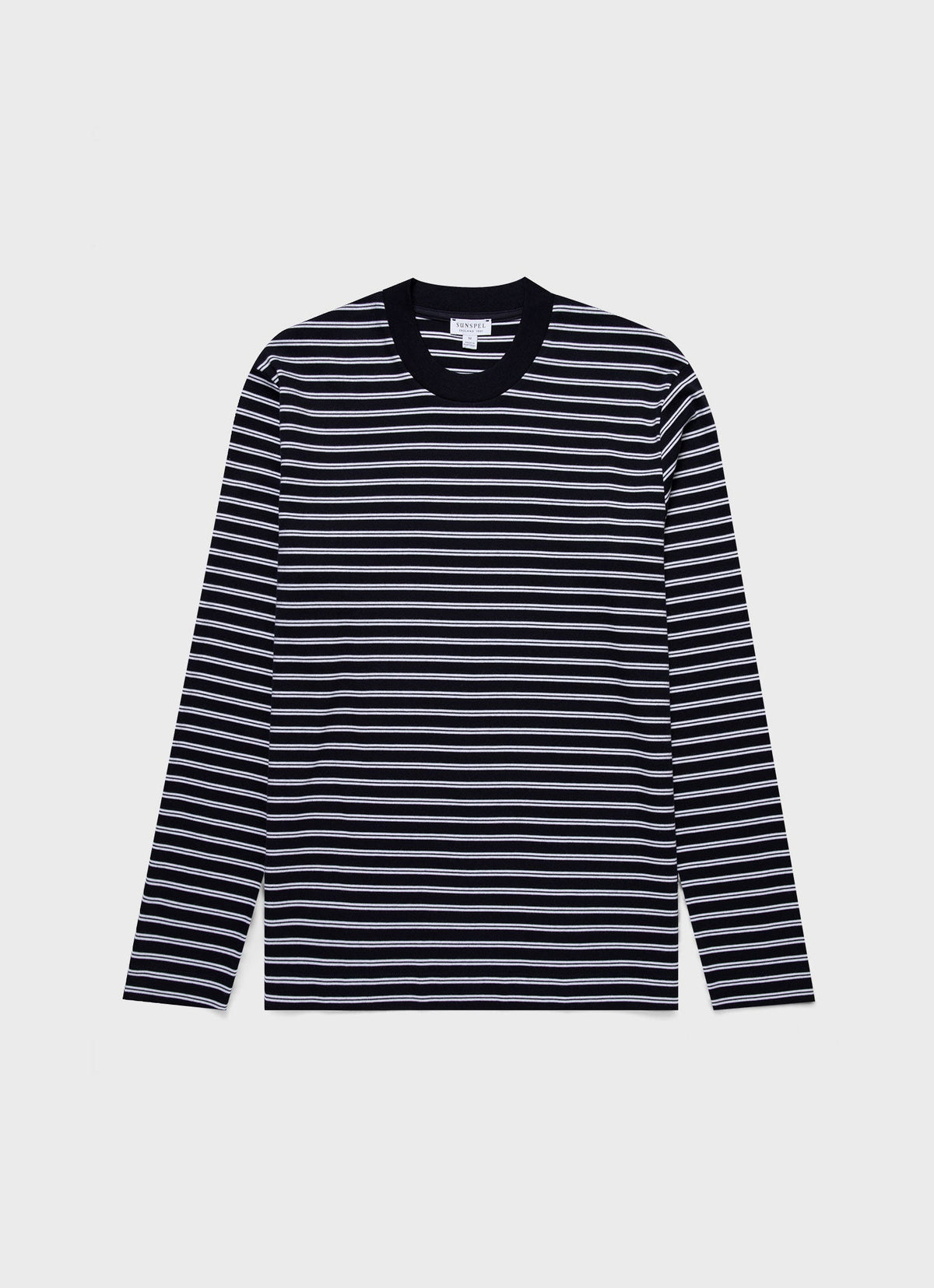 Mens Long Sleeve Heavyweight Tshirt In Navy White Mtsh0182Tls Stmu