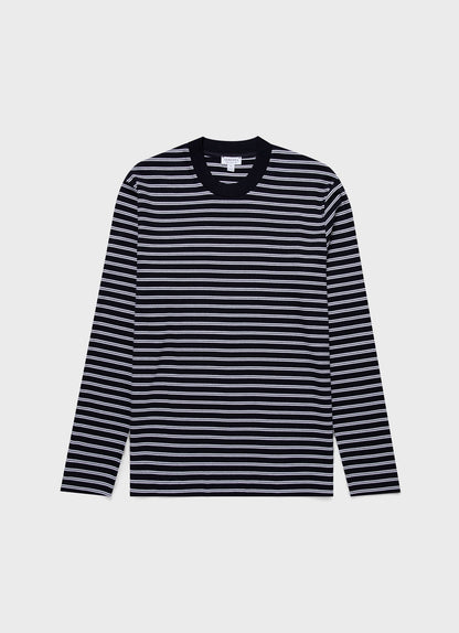 Mens Long Sleeve Heavyweight Tshirt In Navy White Mtsh0182Tls Stmu