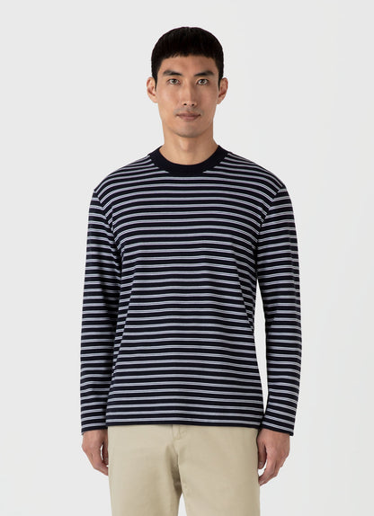 Mens Long Sleeve Heavyweight Tshirt In Navy White Mtsh0182Tls Stmu