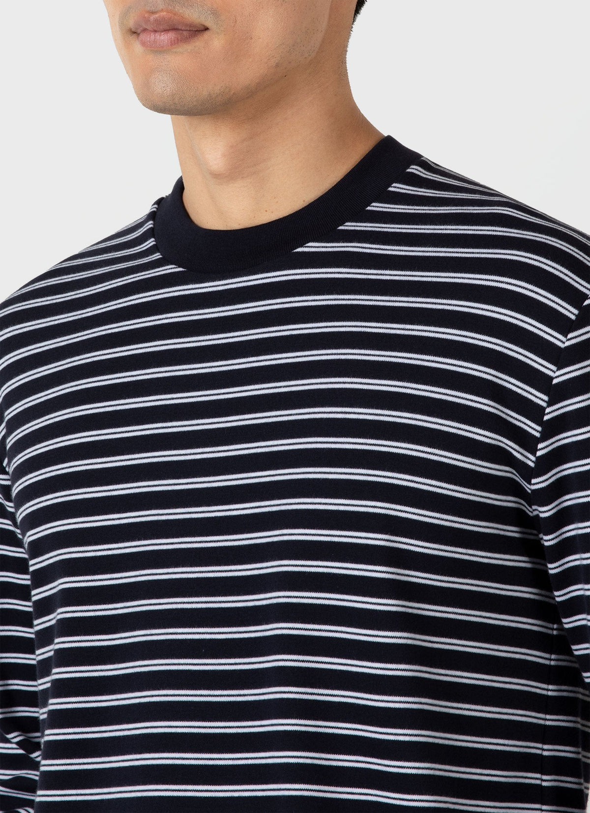 Mens Long Sleeve Heavyweight Tshirt In Navy White Mtsh0182Tls Stmu