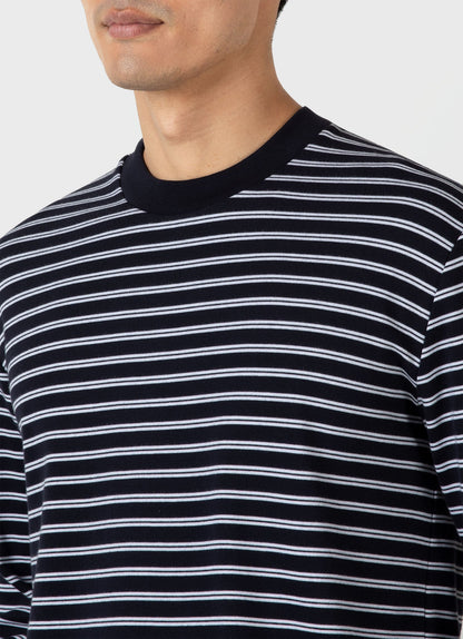 Mens Long Sleeve Heavyweight Tshirt In Navy White Mtsh0182Tls Stmu