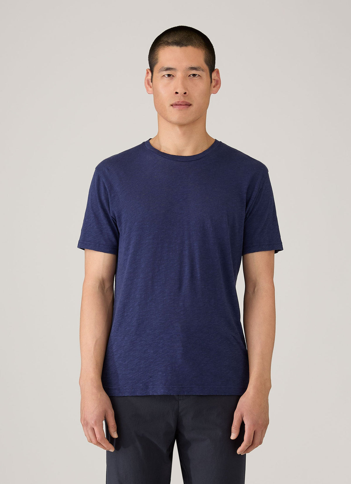 Mens Cotton Linen Tshirt In Ink Blue Mtsh0192 Buwx