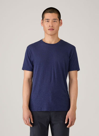 Mens Cotton Linen Tshirt In Ink Blue Mtsh0192 Buwx