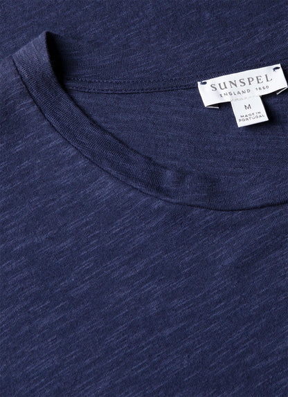 Mens Cotton Linen Tshirt In Ink Blue Mtsh0192 Buwx