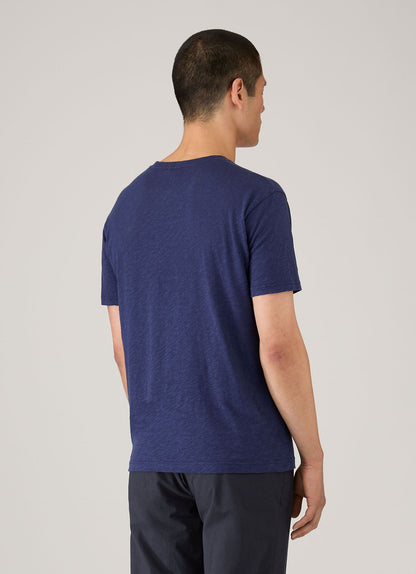 Mens Cotton Linen Tshirt In Ink Blue Mtsh0192 Buwx
