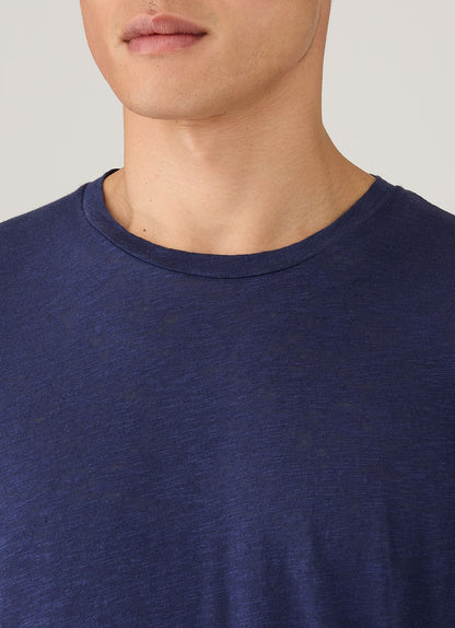 Mens Cotton Linen Tshirt In Ink Blue Mtsh0192 Buwx