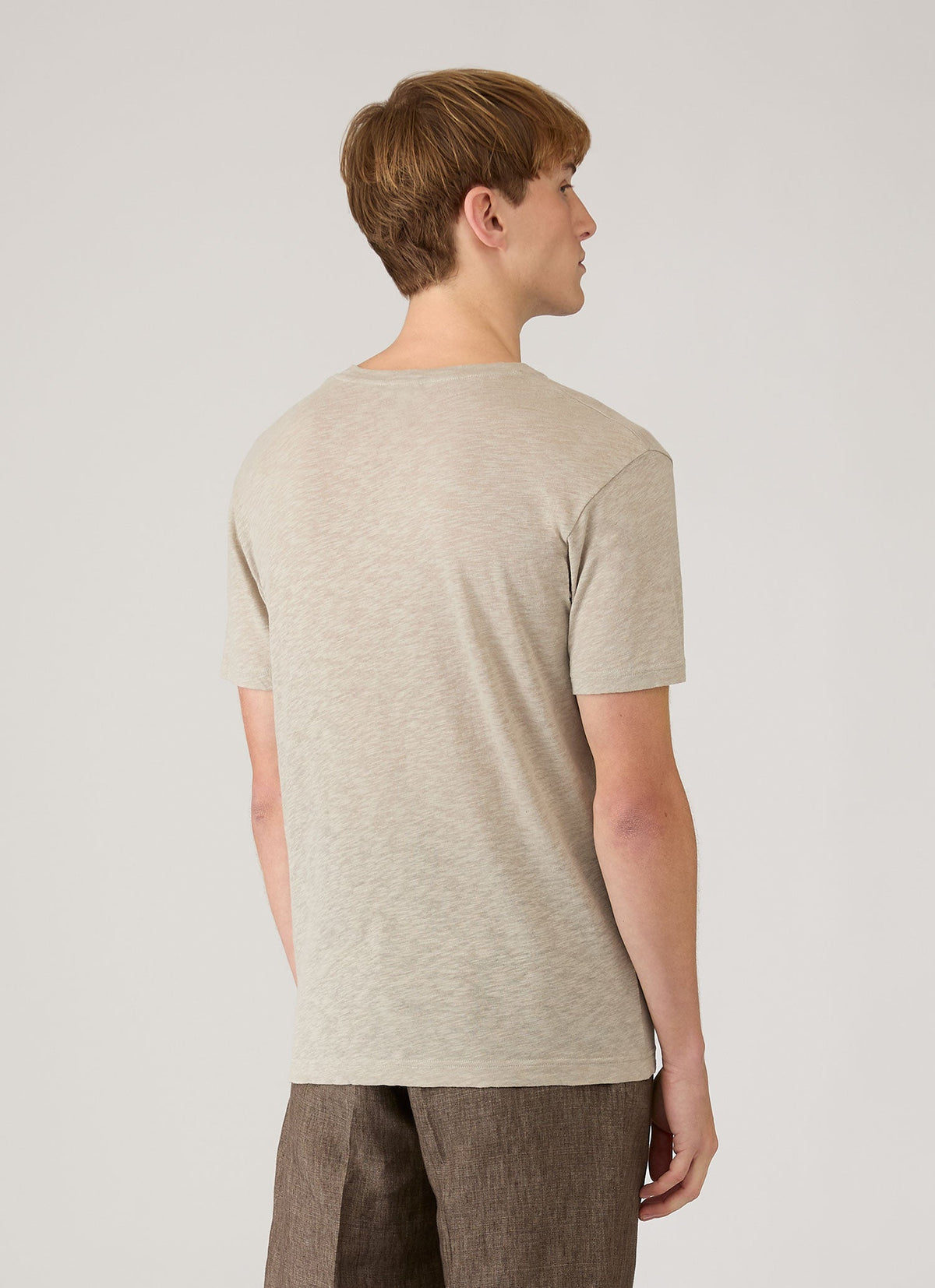 Mens Cotton Linen Tshirt In Ash Mtsh0192 Gyfi