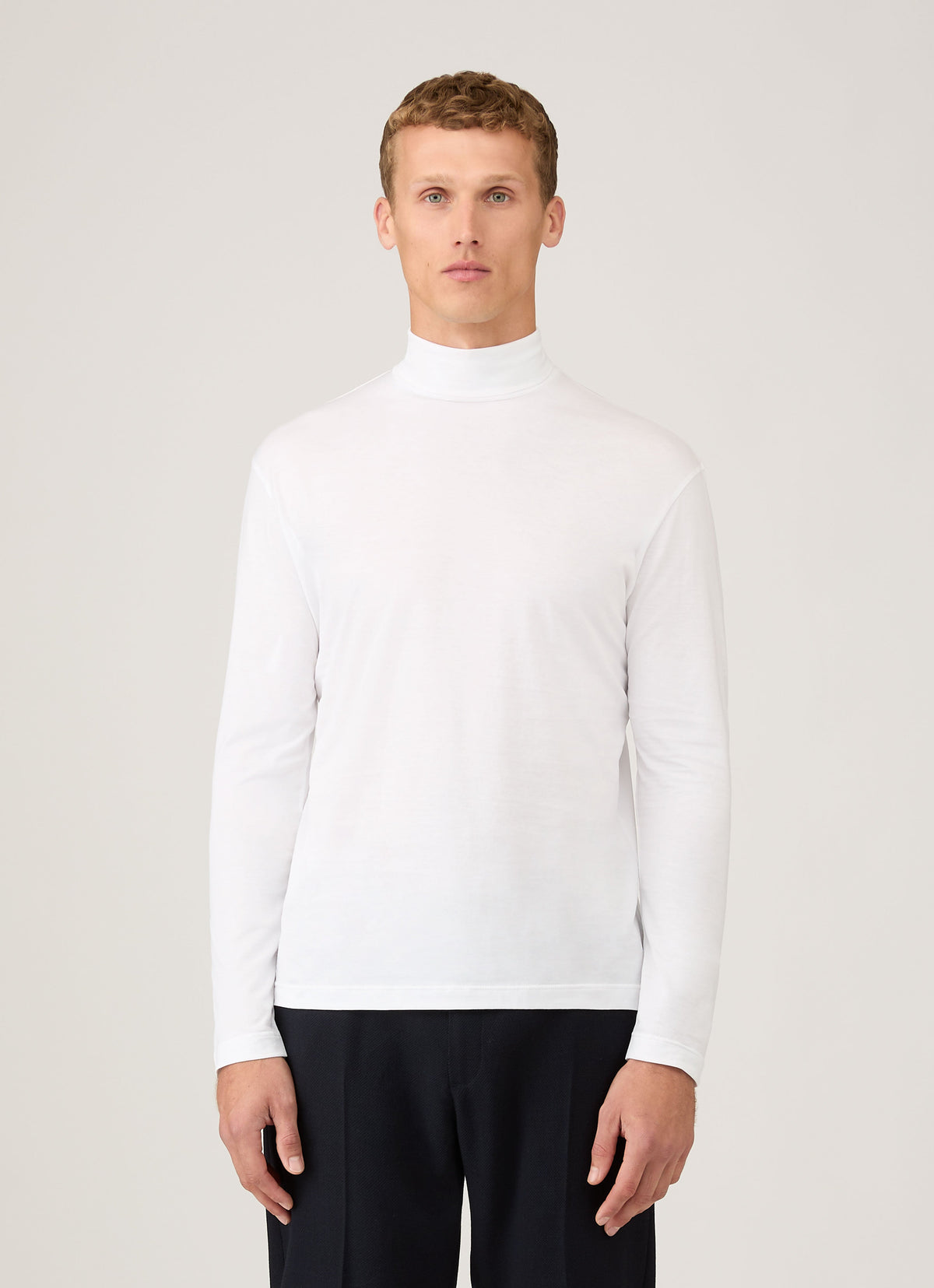 Mens Roll Neck Heavyweight Tshirt In White Mtsh0196 Whaa