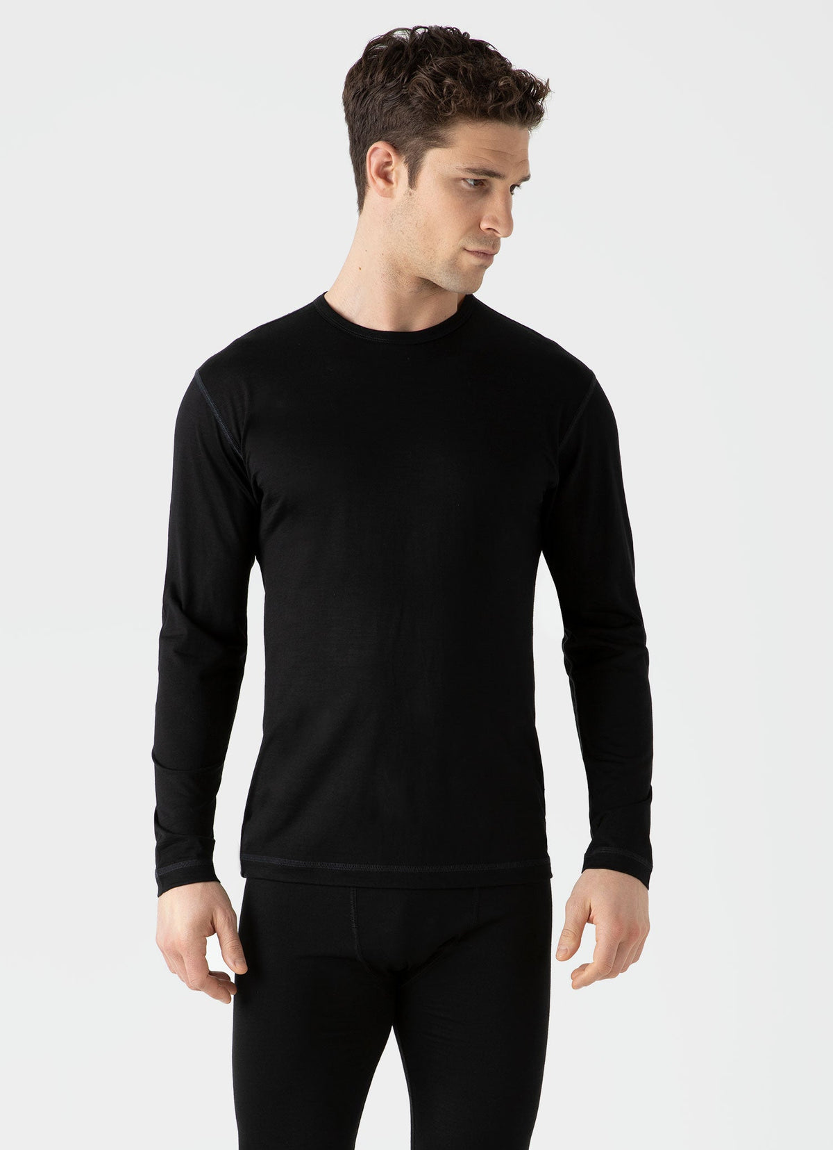 Mens Merino Long Sleeve Base Layer In Black Mtsh1569 Bkaa