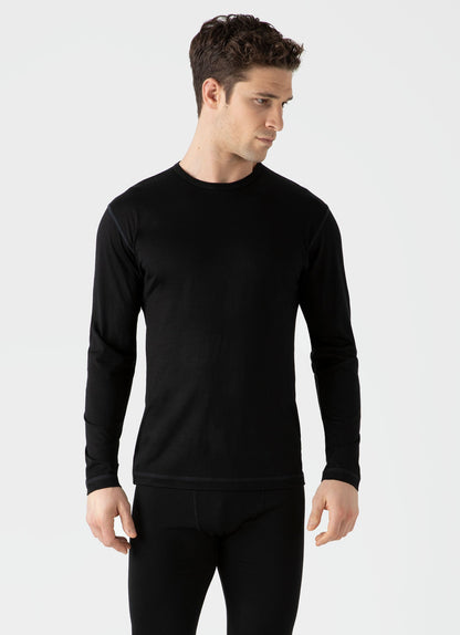 Mens Merino Long Sleeve Base Layer In Black Mtsh1569 Bkaa
