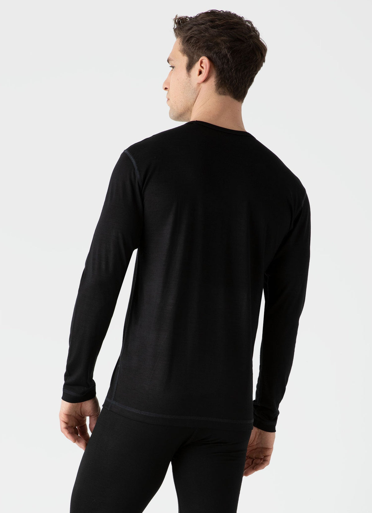 Mens Merino Long Sleeve Base Layer In Black Mtsh1569 Bkaa