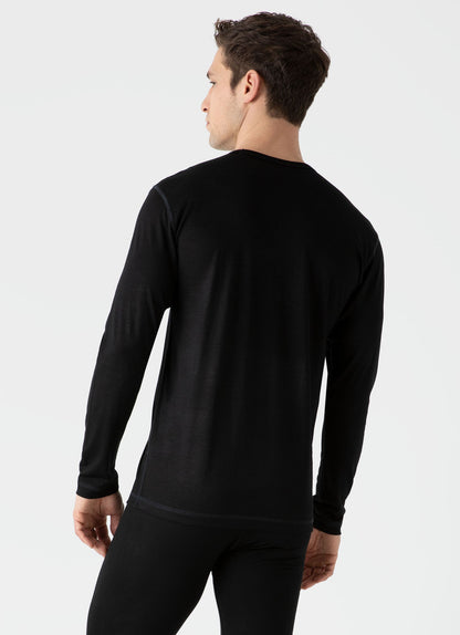 Mens Merino Long Sleeve Base Layer In Black Mtsh1569 Bkaa