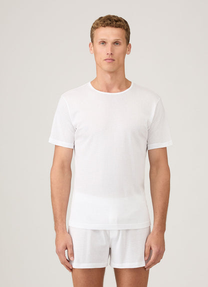 Q14 Cellular Crew Neck T Shirt White