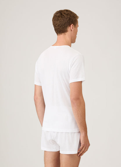 Q14 Cellular Crew Neck T Shirt White