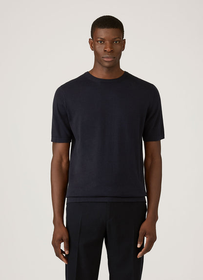 Mens Sea Island Cotton Knit Tshirt In Light Navy Mtsh8278 Buaf