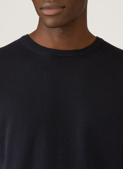 Mens Sea Island Cotton Knit Tshirt In Light Navy Mtsh8278 Buaf