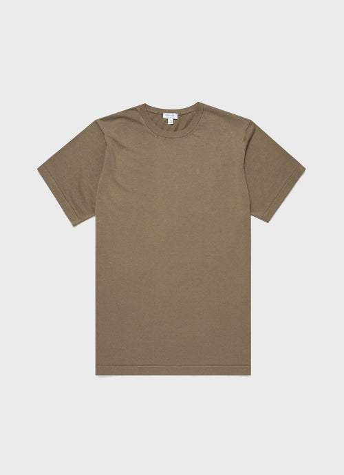Mens Sea Island Cotton Knit Tshirt In Dark Stone Mtsh8278 Whdc