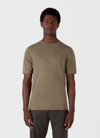 Mens Sea Island Cotton Knit Tshirt In Dark Stone Mtsh8278 Whdc
