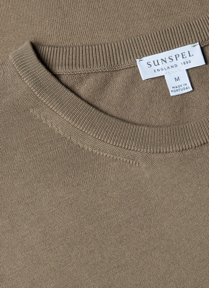 Mens Sea Island Cotton Knit Tshirt In Dark Stone Mtsh8278 Whdc