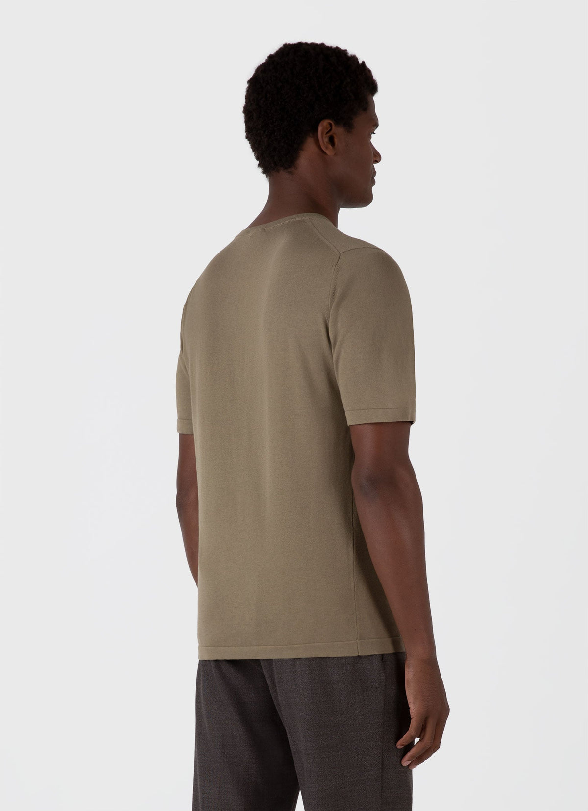 Mens Sea Island Cotton Knit Tshirt In Dark Stone Mtsh8278 Whdc