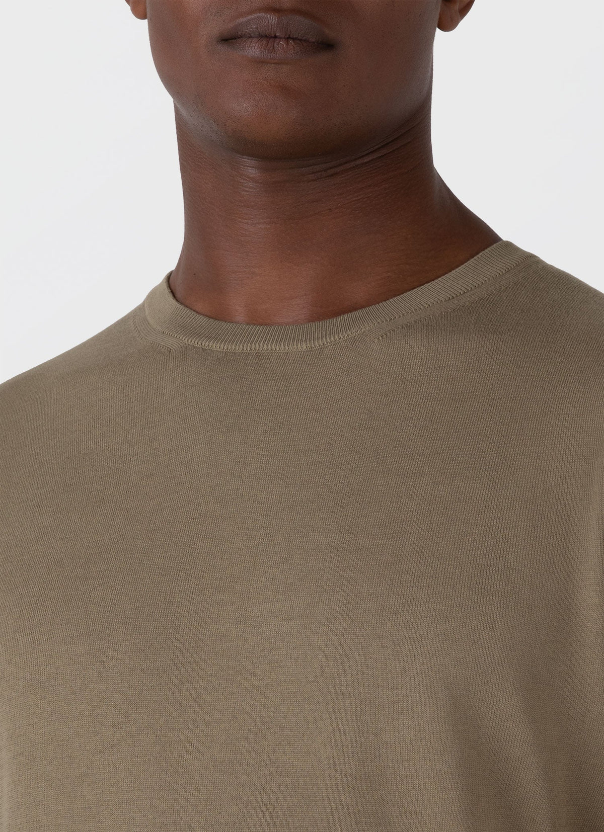 Mens Sea Island Cotton Knit Tshirt In Dark Stone Mtsh8278 Whdc