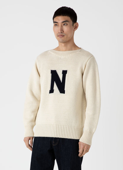 Mens Nigel Cabourn Wide Neck Crew In Ecru Ncmjum8262 Whcr