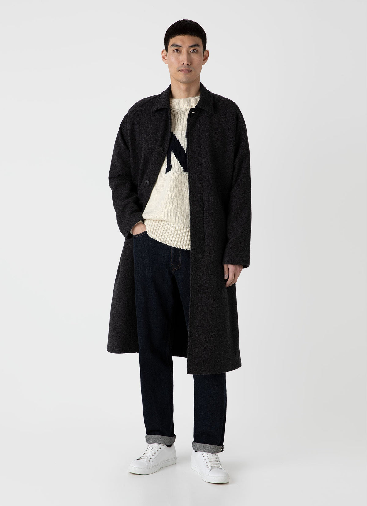 Mens Nigel Cabourn Wide Neck Crew In Ecru Ncmjum8262 Whcr