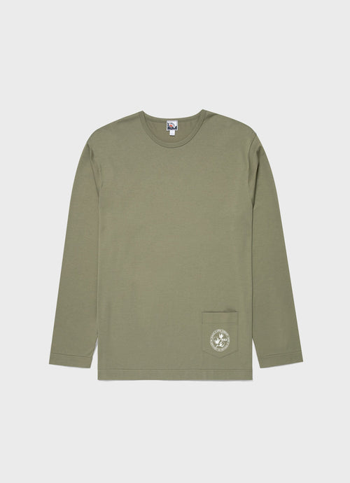 Mens Nigel Cabourn Long Sleeve Tshirt In Army Green Ncmtsh0172 Gnhj