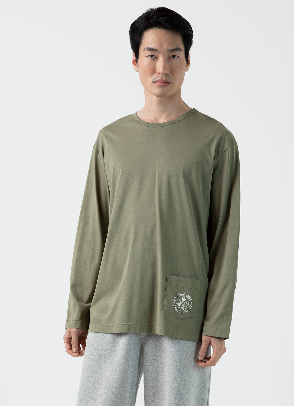 Mens Nigel Cabourn Long Sleeve Tshirt In Army Green Ncmtsh0172 Gnhj