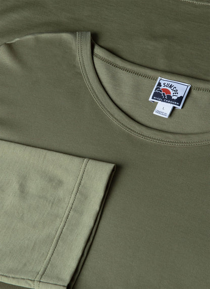Mens Nigel Cabourn Long Sleeve Tshirt In Army Green Ncmtsh0172 Gnhj