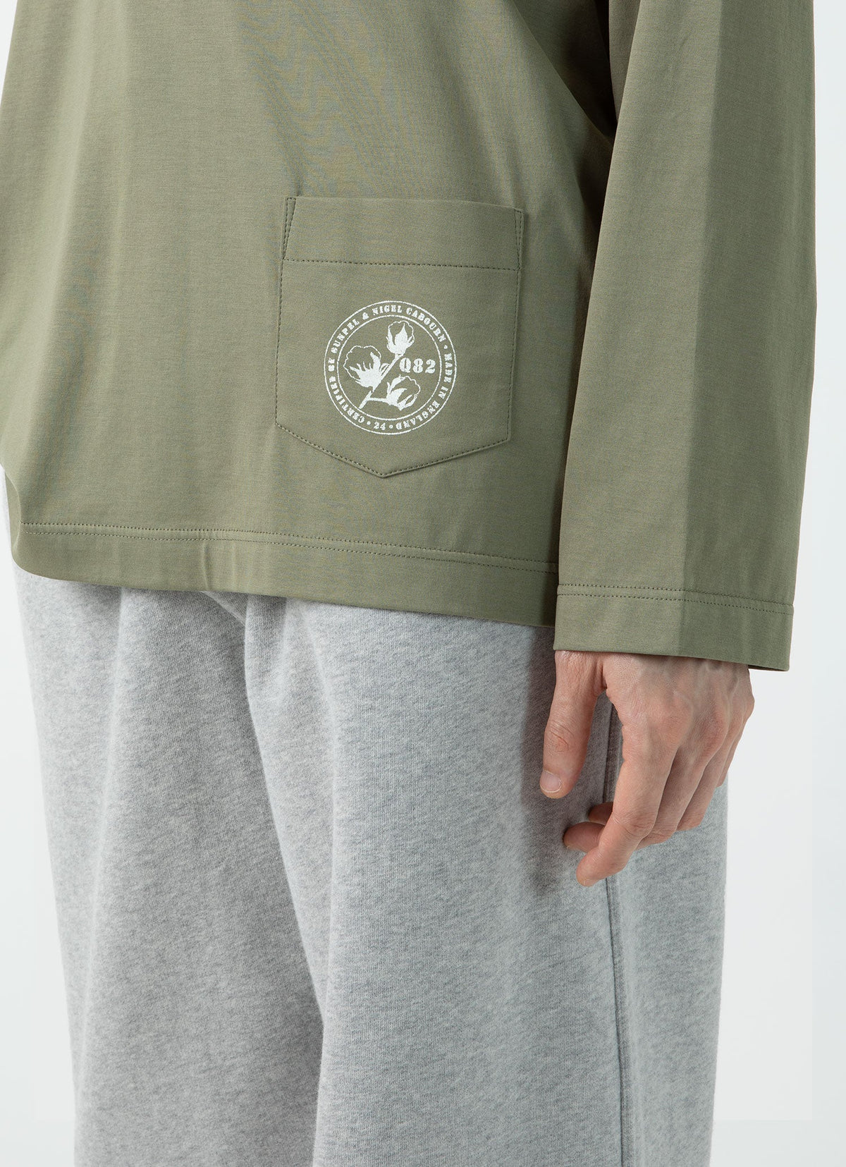 Mens Nigel Cabourn Long Sleeve Tshirt In Army Green Ncmtsh0172 Gnhj
