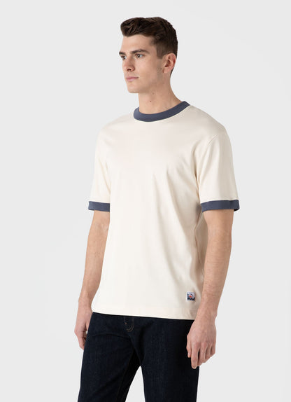 Mens Nigel Cabourn Carbon Brushed Tshirt In Undyed Ncmtsh0184 Nuab