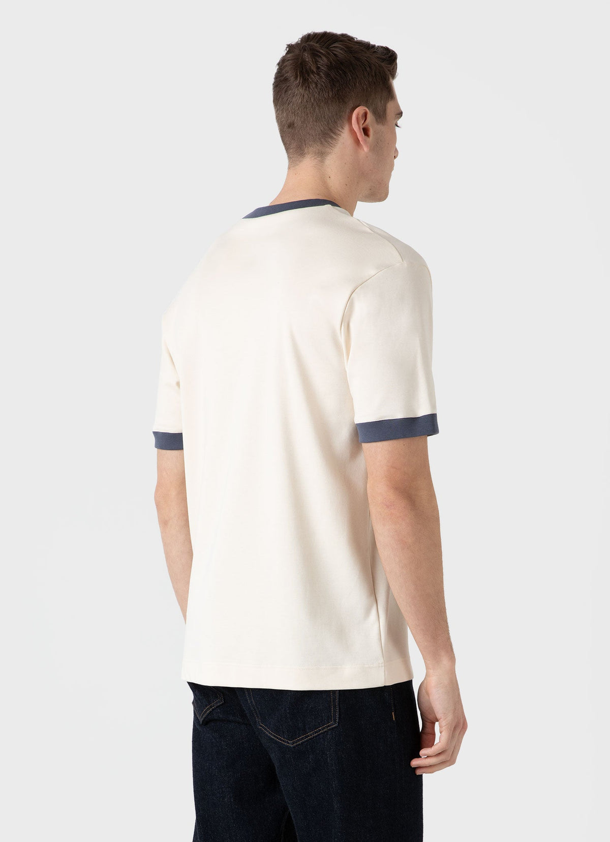 Mens Nigel Cabourn Carbon Brushed Tshirt In Undyed Ncmtsh0184 Nuab