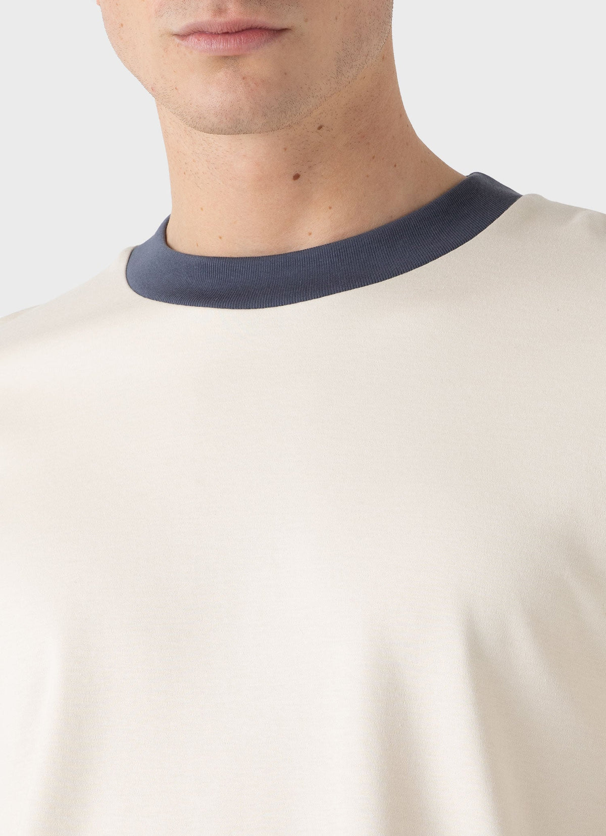Mens Nigel Cabourn Carbon Brushed Tshirt In Undyed Ncmtsh0184 Nuab