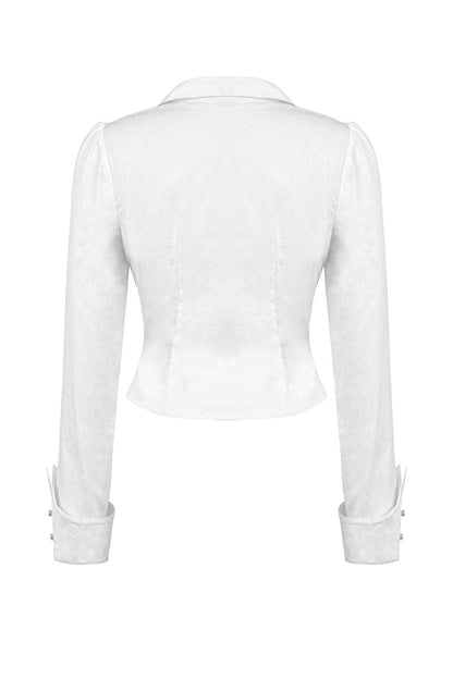 Candelabra Ruffle Button Up Shirt [Ghost White]