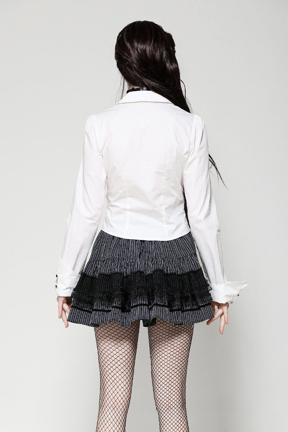 Candelabra Ruffle Button Up Shirt [Ghost White]