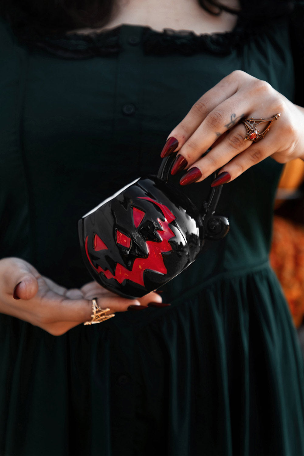 Black & Red Pumpkin | Haunted Hallows Mug