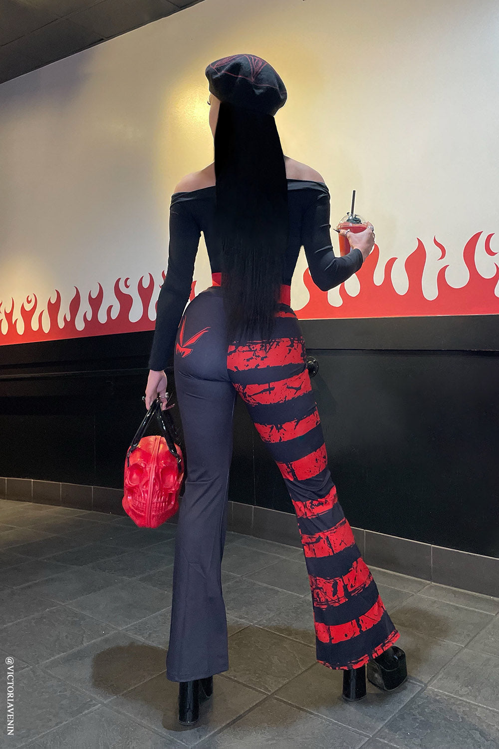 Blood Oath Striped Split Flares [Red/Black]
