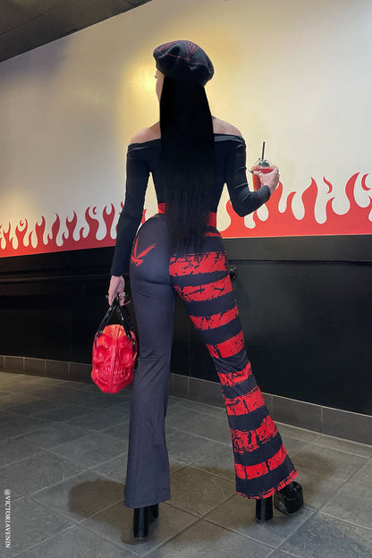 Blood Oath Striped Split Flares [Red/Black]