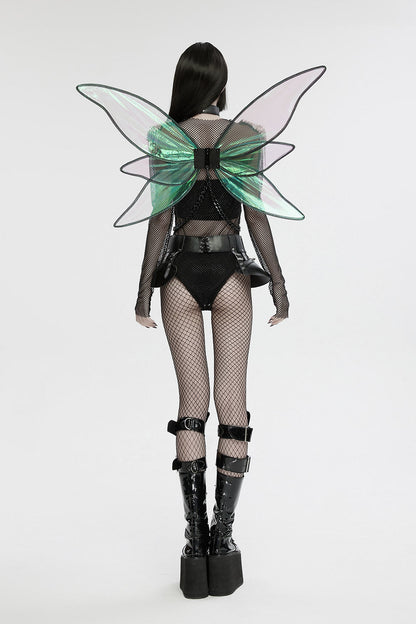 Cyberpunk Chain & Choker Fairy Wings Harness
