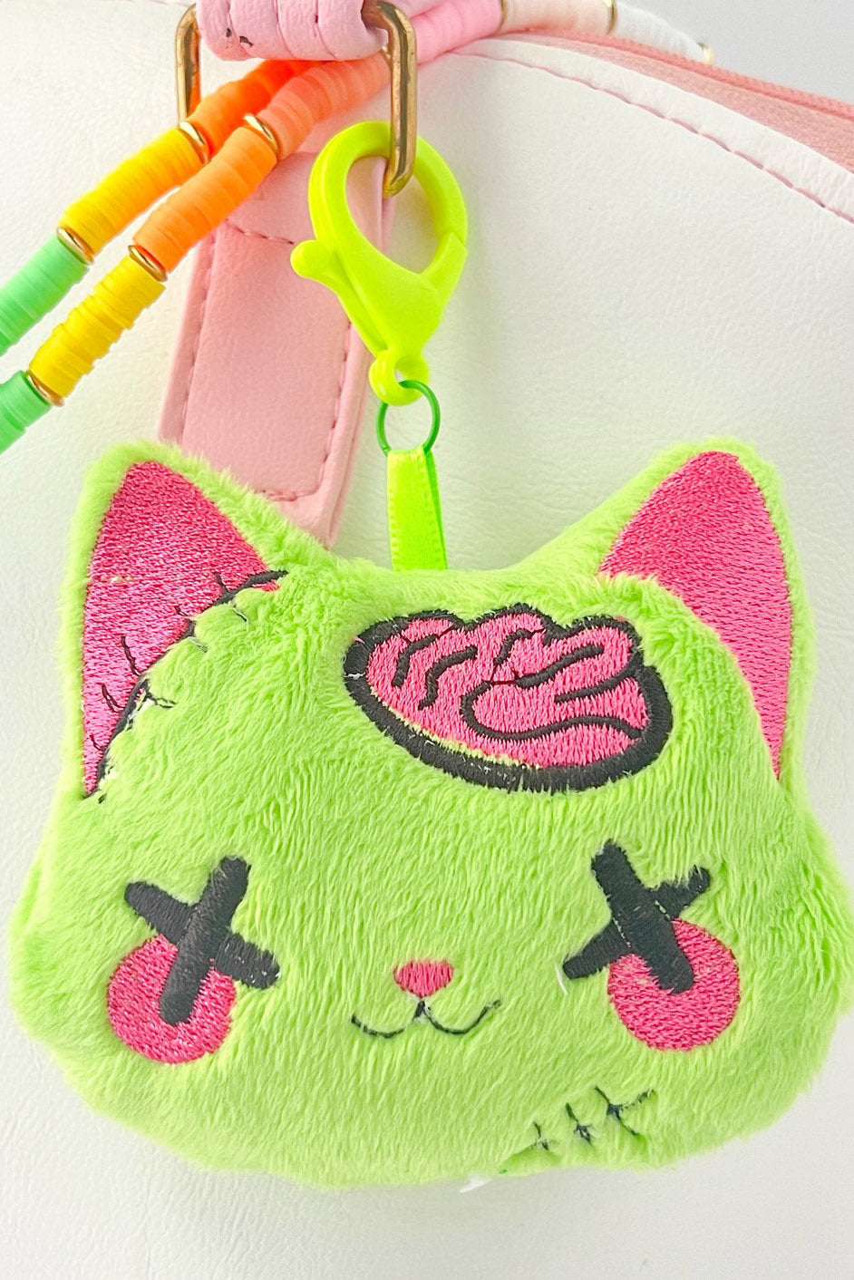 Creepy Cute Kawaii Zombie Cat Plush Bag Charm Keychain